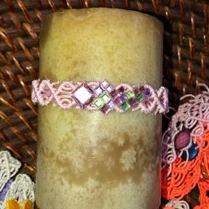 Candle decor lace wreath adjustable crystal NEW